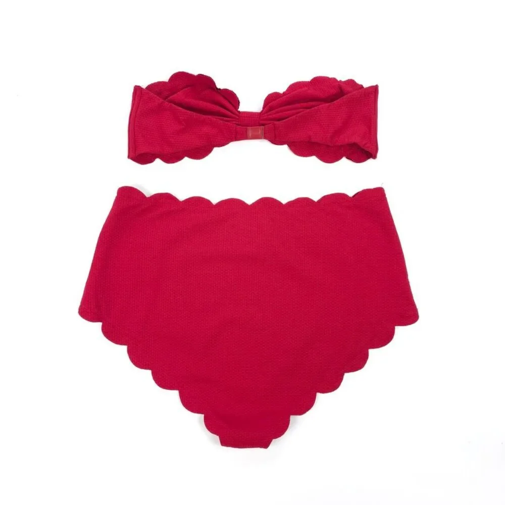 NEW Marysia Antibes Bikini Top Santa Monica Bottom Set Red Coquette Vintage Boho